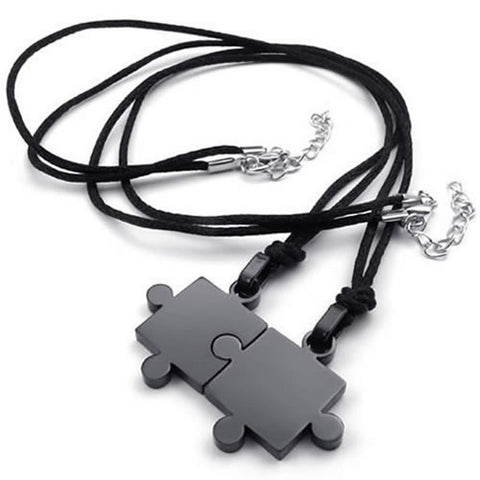 Couples Stainless Steel Puzzle Pendant Necklace