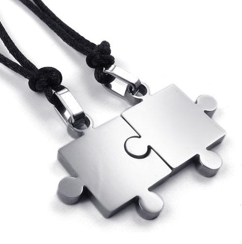 Couples Stainless Steel Puzzle Pendant Necklace