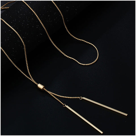 Long Strip Pendants Charm Necklace